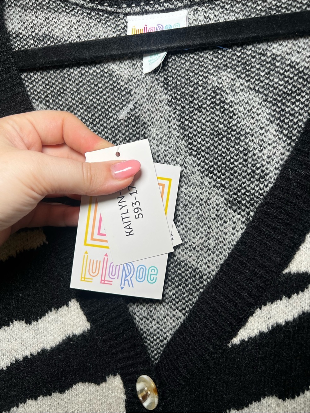 LuLaRoe Black and White Zebra Print V-Neck Cardigan - Picture 2 of 5